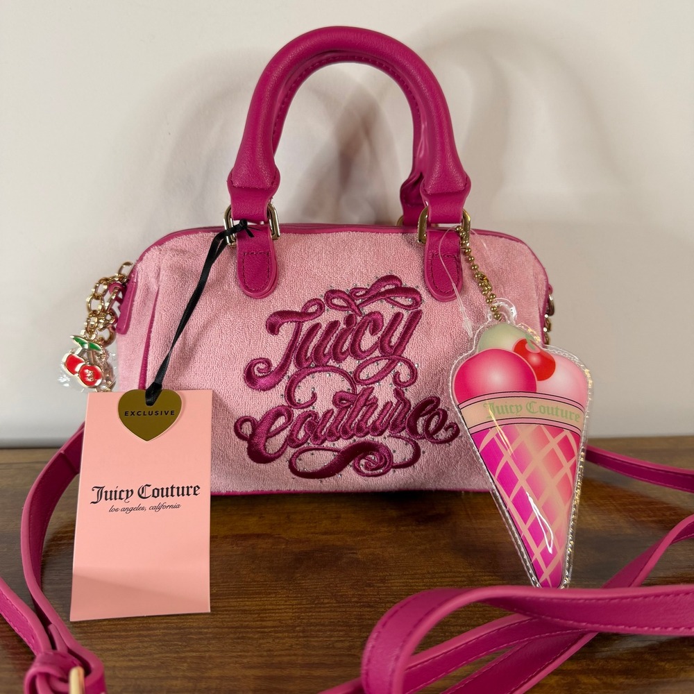 New Juicy Couture Sugar Rush Mini Satchel Light Pink Crossbody Handbag Icecream